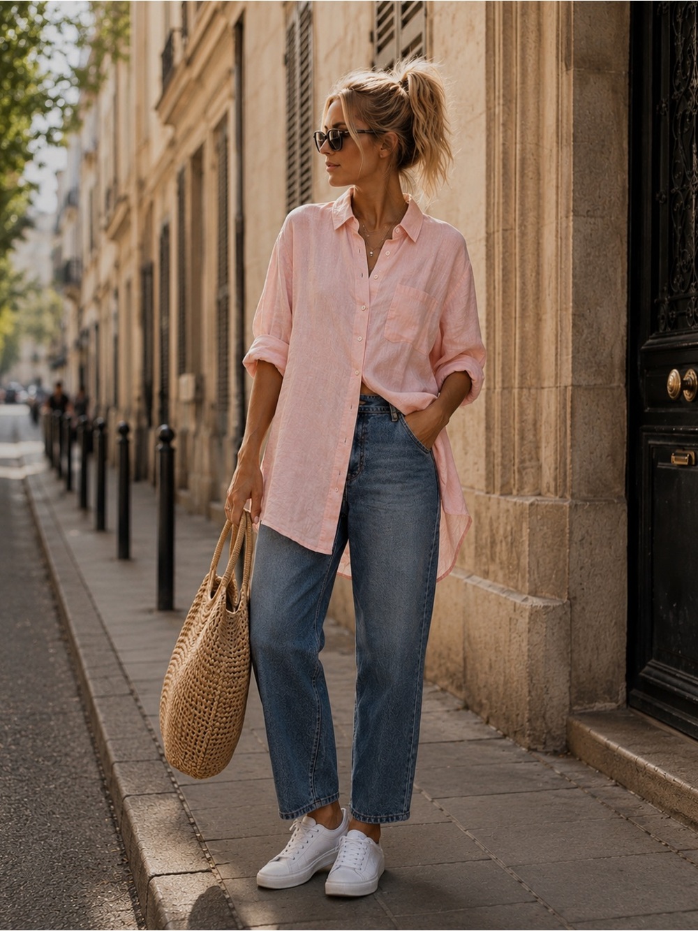 Vitamin A 100% Linen Oversized Cover Up Soft Blush Linen Button-Front Shirt